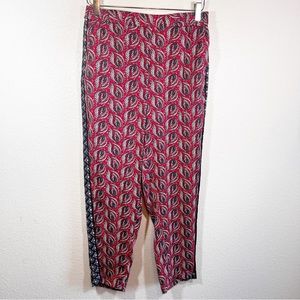 Anthropologie red paisley pull on pants